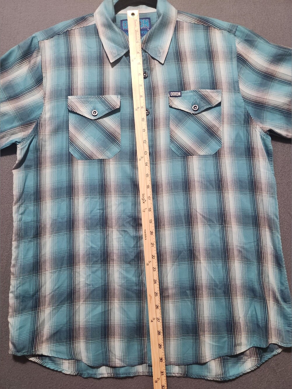Dixxon Flannel Co Button Down Shirt Mens Medium Blue Marlin Plaid D-Lux Bamboo - Picture 4 of 9